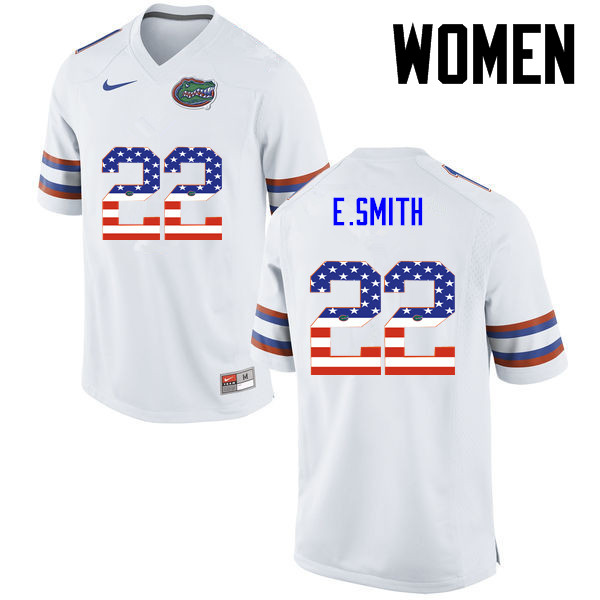 Women Florida Gators #22 Emmitt Smith College Football USA Flag Fashion Jerseys-White